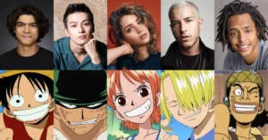 elenco live-action sendo comparado com anime